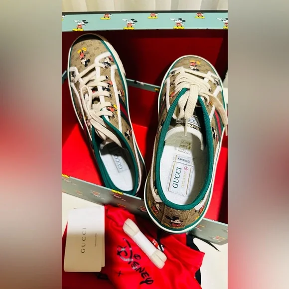 Gucci Disney Mickey Tennis 1977 GG Print Men’s Sneakers Size 9+US / UK 8.5